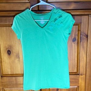 Old Navy Green Bow Girls Short Sleeve T-Shirt